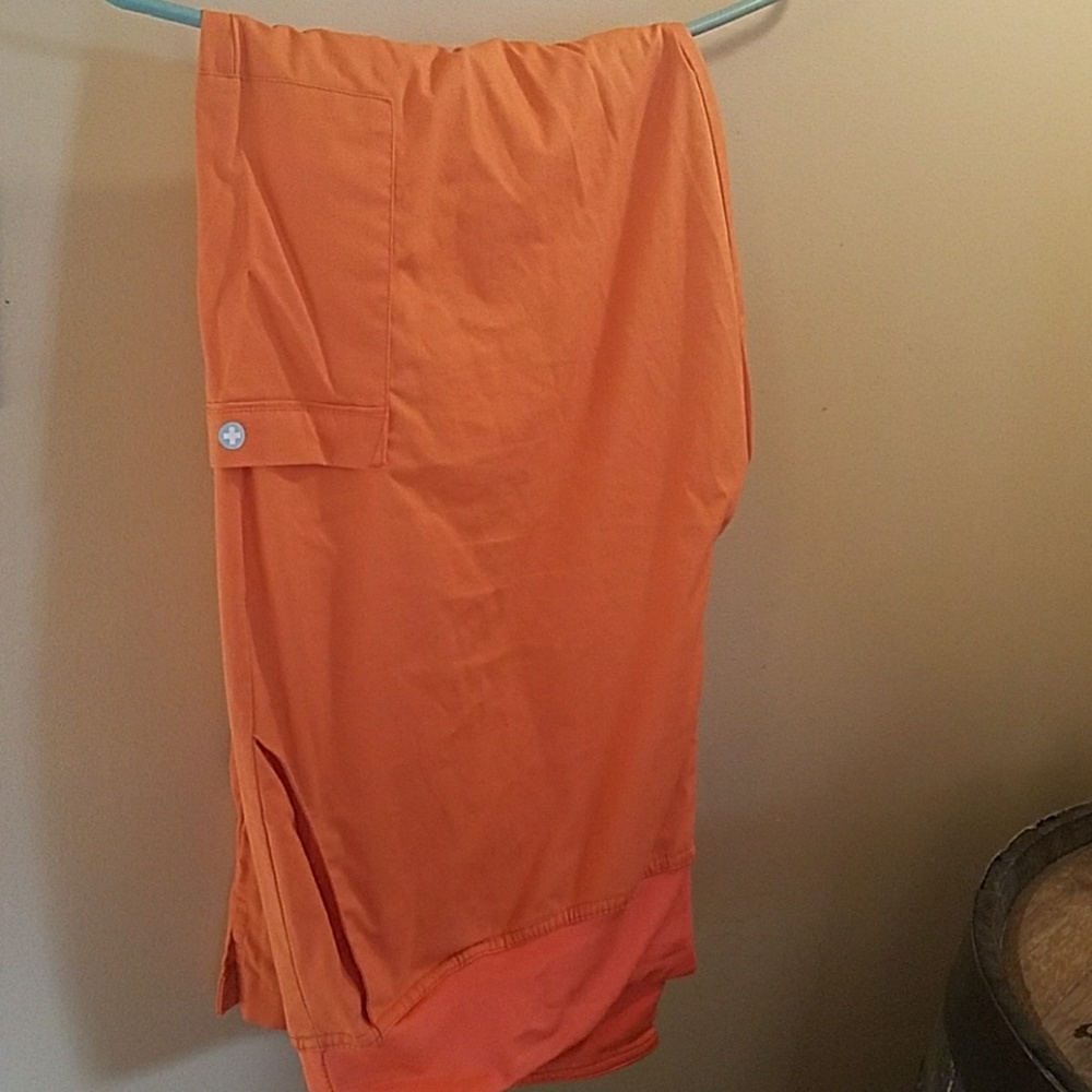 Large white cross scrub pant yoga waist flare leg